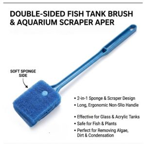 Double-Sided Fish Tank Brush Aquarium Scraper Sponge Home Cleaning Tool