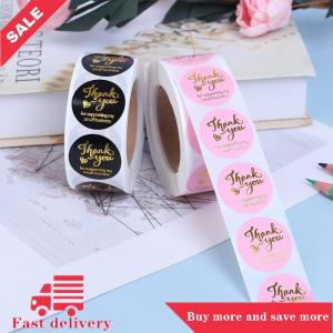 [COD] 500pcs Thank you sticker wedding decor seal hot stamping pink black round label