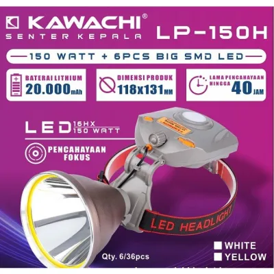 cuci gudang SENTER KEPALA SUPER JUMBO 150watt Plus 6PCS BIG SMD LED LP-150H Super Terang KAWACHI NEW