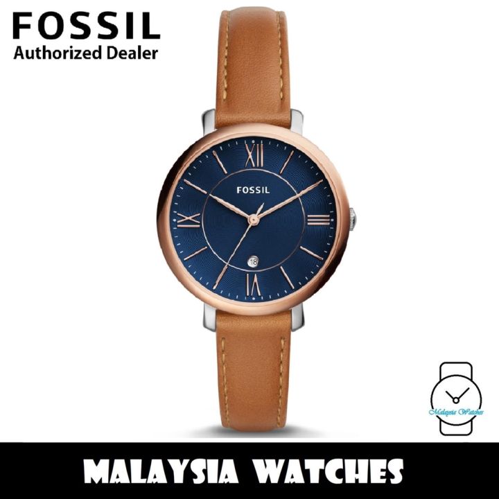 OFFICIAL WARRANTY Fossil Womens ES4274 Jacqueline Three Hand Date Luggage Leather Watch Brown Lazada