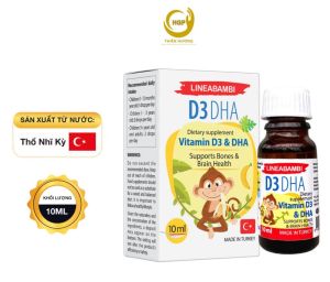 Vitamin LINEABAMBI D3 DHA – Hỗ trợ xương chắc khoẻ hỗ trợ cải thiện phát triển thị lực trí não