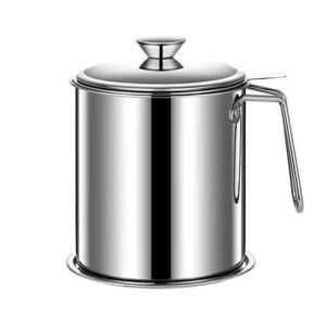 NUVCX 1.4L/1.9L Oil Filter Pot Large Capacity 304 Stainless Steel Cooking Oil Strainer Storage Container Oil Pot Kitchen