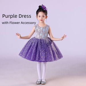 LOlanta Kids Pageant Outfits Girls Sequined Tutu Dress Boys 4Pcs Suit Set for Hosts Weddings Parties Flower Kids School Dance Performance Costume