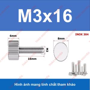 Núm vặn tay ren ngoài inox 304 M3 M4 M5 M6 dài 6mm đến 30mm | Vít tay vặn đầu khía