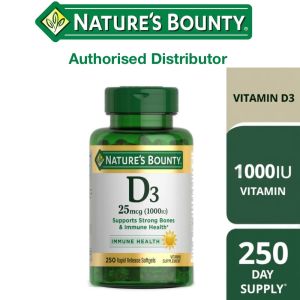 🔥 [New Launch] Nature’s Bounty Vitamin D3 1000 IU – 250 Softgels –Bone & Immune Health-USA Authentic