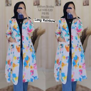 LONG BLAZER WANITA SCUBA PREMIUM MOTIF VIRAL KEKINIAN / BLAZER PANJANG MOTIF BESTSELLER