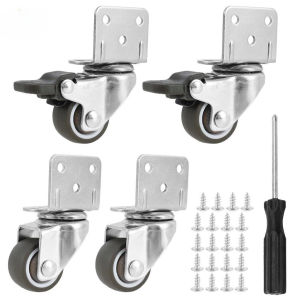 【SG】4 Pcs Furniture Castors Heavy Duty Casters Stable Swivel Plate Casters L-Shaped Rubber Caster Wheels