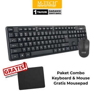 MTECH Original Keyboard & Mouse Combo Gratis Mousepad Bisa PC Laptop Smartphone