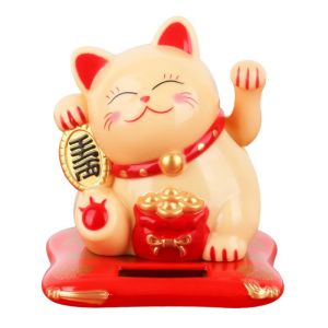 Solar Powered Maneki Neko Lucky Cat Welcoming Shaking Hands Lucky Cat For Home Car Restaurant Decor