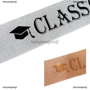 [COD] tunyunguoji Tốt Nghiệp Trang Trí Lớp 2025 Satin Sash Long Lanh Màu Xanh Đen Chúc mừng Tốt Nghiệp Đảng Trang Trí Nguồn Cung Cấp