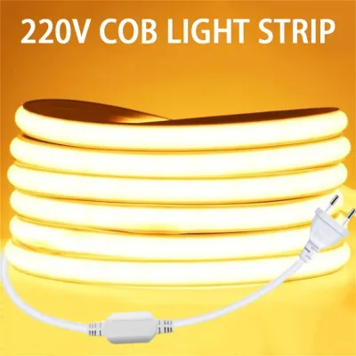 Creative High Bright COB LED Strip Light 288leds/M EU Plug 220V Outdoor Garden FOB LED Tape For Bedroom Kitchen Lighting