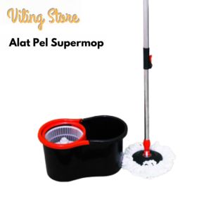 Spin Mop Alat Pel Putar Otomatis Peras Tanpa Pakai Tangan Untuk Pell Lantai Super Bersih + Ember Multifungsi Cepat Kering Super Mop Pel