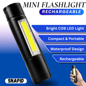 Mini Rechargeable COB LED Flashlight Waterproof Portable Torch Lamp Emergency Camping Light USB
