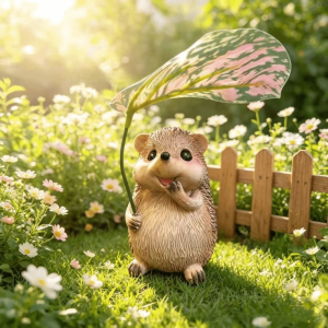 OUREAL Ô lá Tượng nhím Kiểu dáng thủ công Thực tế Tượng động vật trang trí sân vườn  Đồ trang trí hình thú bằng nhựa resin Đồ trang trí sân vườn hình động vật