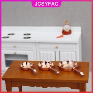 JCSYFAC 1 Bộ 1:12 Dollhouse thu nhỏ Frying Pan soong kim loại đồ nấu nướng nhà bếp mô hình trang trí nội thất đồ chơi nhà búp bê phụ kiện