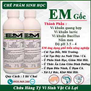 chế phẩm sinh học EM gốc vi sinh ủ yếm khí xử lý chất hữu cơ dư thừa mùn bã hạ khí độc ao nuôi cá cảnh tép cảnh . chai 1 lít