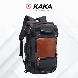 NEW ARRIVAL! KAKA 0208 (48x30x19cm) (30L) (1.35kg) Mens Stitched Leather & Canvas Backpack Multi-Function Travel Bag Durable Cowhide Fabric Anti-Theft Design Large Capacity Quality Zipper Laptop Compartment (15.6”) Retro Casual Rucksack Tote/Cros