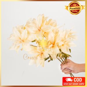 Lily Tangkai Panjang Cabang 3 Bunga Lily Tiger Lili London Heart Palsu Artficial Star Magnolia Kamboja Tanaman Hias Dekorasi Pelamaninan Bucket Hiasan Pojok Ruangan Rumah Cafe Hotel Murah Premium Import Artifisial