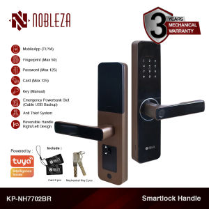 NOBLEZA Smart Door Lock Kunci Pintu Digital Handle Fingerprint RFID Smartlock App TUYA WIFI KP-NH7702