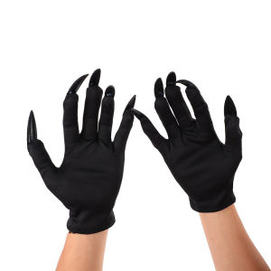 Cool Halloween Gloves Ghost Claw Dress Up Short Gloves Fashion Black Long Nails Cosplay Halloween Funny Gloves Accessories