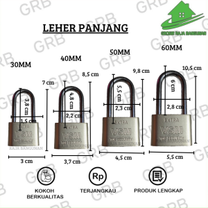 Gembok Stainless Gembok Putih HIGH QUALITY 3 KEY Anti Karat Anti Rust 30 40 50 60 Leher Pendek Panjang