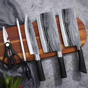 5 in1 Japanese Kitchen Knife Set Original High Quality Stainless Steel Multifunction Kitchen Knife Sets 5-Piece Kitchen Tools (Black) high quality korean style 5 piece-set non-stick sleeve knives