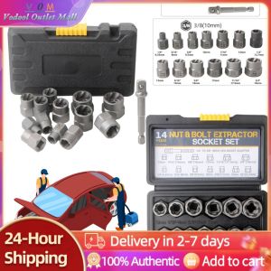 Heavy Duty 14pcs Bolt Extractor Kit for Rusted Damaged Nuts Screws Motorcycle Maintenance and Repair Tools