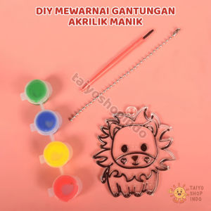 TAIYO DIY Mewarnai Gantungan Akrilik Dengan Manik 4 Warna Mainan Edukasi Melukis Seni Kerajinan Tangan Anak