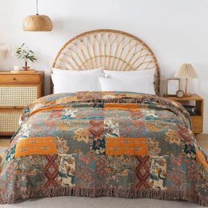 Bedspread On The Bed Cotton Gauze Throw Blanket Large Size Thicken Double Bed Cover Quilts Bohemian Sofa Toweling Coverlet