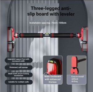 Indoor exercise equipment without drilling holes including childrens door pull-up bars stretching rods and gymnastic rings as well as pull-up equipment.