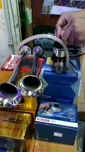 แตรลมไฟฟ้า2ปาก 12V. (แบบเสียงเดียว) ไม่ต้องใช้ถังลม