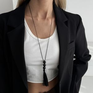 FZIPUA Adjustable Beaded Tassel Long Necklace Minimalist Plastic/Resin Sweater Chain Versatile Fashion Jewelry Charm Collar Choker Women Jewelry