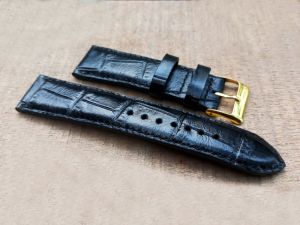 Tali Jam Tangan Kulit Sapi Motif Croco - Warna Hitam Bergaransi