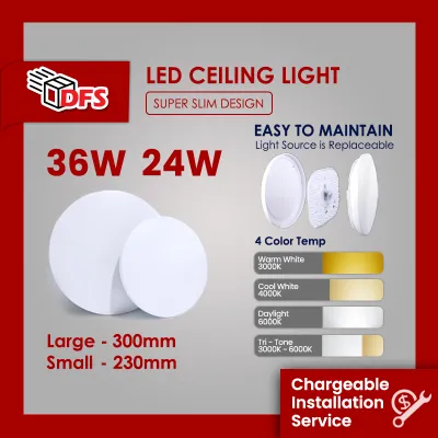 DFS LED LIGHT Local Warranty ☀ Super Slim☀ Ceiling Light 24W/36W with Premium LED Magnetic Plate [Complete Set ]