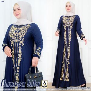 LESTARIJAYA Gamis Jersey Jumbo Kombinasi Bordir Timbul Bigsize XL XXL XXXL LD 100 110 120 130