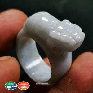 Cincin Pria Batu Giok Burma Birma Natural Kombinasi Pixiu