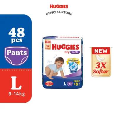 Huggies Dry Pants Diapers S64/M58/L48/XL40/XXL34/XXXL20 (4/6 Packs) - Fastest Absorbing Baby Diaper
