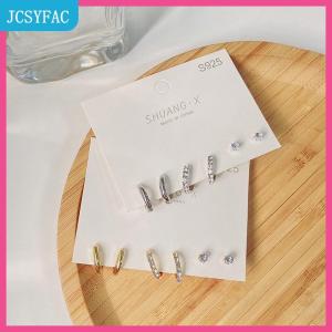 JCSYFAC 1 bộ bông tai kim loại hình tròn nhỏ dáng thả thời trang mới dành cho nữ bộ bông tai dạng xỏ khuyên có mặt dây chuyền sành điệu quà tặng trang sức