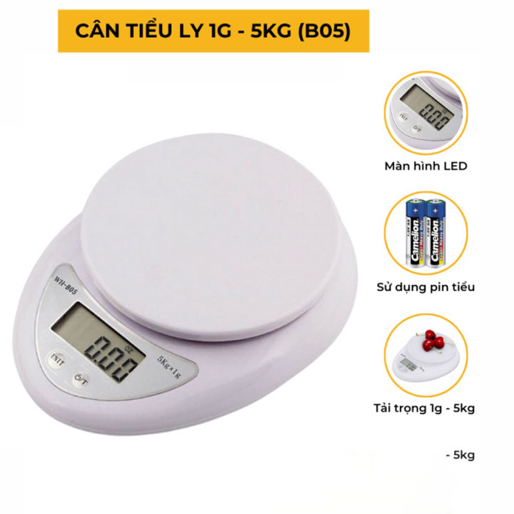 Cân Tiểu Ly Cân Điện Tử Nhà Bếp Mini Định Lượng 1g - 5Kg Làm Bánh Chia Thực Phẩm Độ Chính Xác Cao Tặng Kèm 2 Pin AAA - Lazada | lazada.vn
