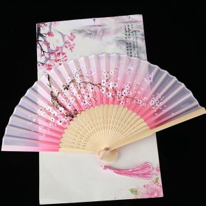 FOUNDTWO Quality 1 pcs Handmade Bamboo Wooden Vintage Style Colorful Folding Fan Dance Hand Fan Home Decoration Fan Crafts