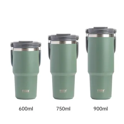 [TYESO Official Authentic]Tyeso Thermos Cup Tumbler with Handle and Straw Stainless Steel Insulated Double Vacuum Coffee Tumbler Leakproof Flip Travel Mug Reusable Water Bottle for Home Office Party Coffee Cup for Hot and Cold