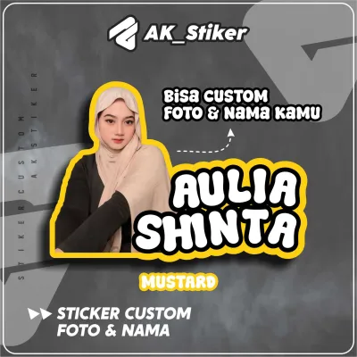 Stiker Foto Wajah dan Tulisan Nama Custom