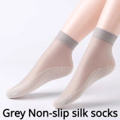 10 Pairs Women Summer Silk Socks — Anti-Slip Cotton Sole Sheer Ankle Socks — High Elastic Nylon Socks