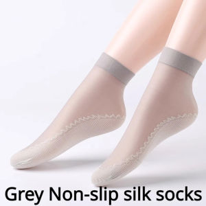 10 Pairs Women Summer Silk Socks — Anti-Slip Cotton Sole Sheer Ankle Socks — High Elastic Nylon Socks