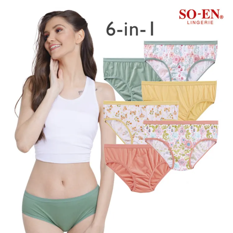 100% Original So-en Panty for Women New Style Bikini Cotton - 6pcs