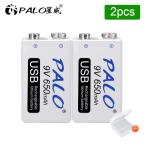 PALO 9V 650mAh 6F22 USB Charging Lithium Li-ion Rechargeable Battery For Multimeter Microphone Toy Remote Control
