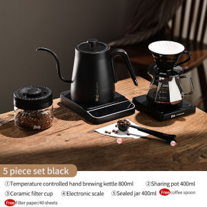 BINCOO Hand Pour Coffee Dripper Filter Set Glass Brew Sharing Pot Tea Brewing & Temperature Retention Electric Kettle Stainless Steel