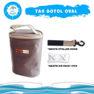 Tas Botol Susu Bayi ASI Cooler Bag Thermal OVAL (Isi 3 botol) - Free Stroller Hook - KIDDIE SPLASH