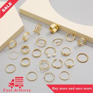 [COD] 22pcs Set Vintage Hollow Heart Butterfly Rings Set For Women Metal Silver Color Geometric Spiral Shape Ring rendy Jewelry