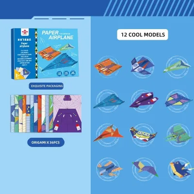 🔥 Creative Origami DIY Kit Cubic Colorful Paper Airplanes Childhood Fun Different Models Fly Farther